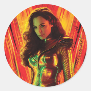 Sticker Rond WW84  Kaleidoscope de la femme rouge-orange