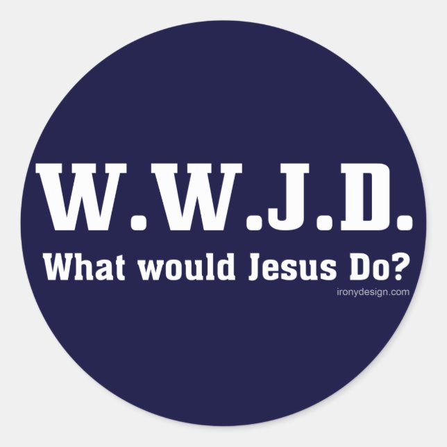 Sticker Rond WWJD ? Que ferait Jésus ? (Devant)