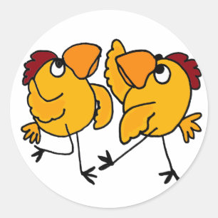 Sticker Rond WX - Danser un dessin sur le poulet