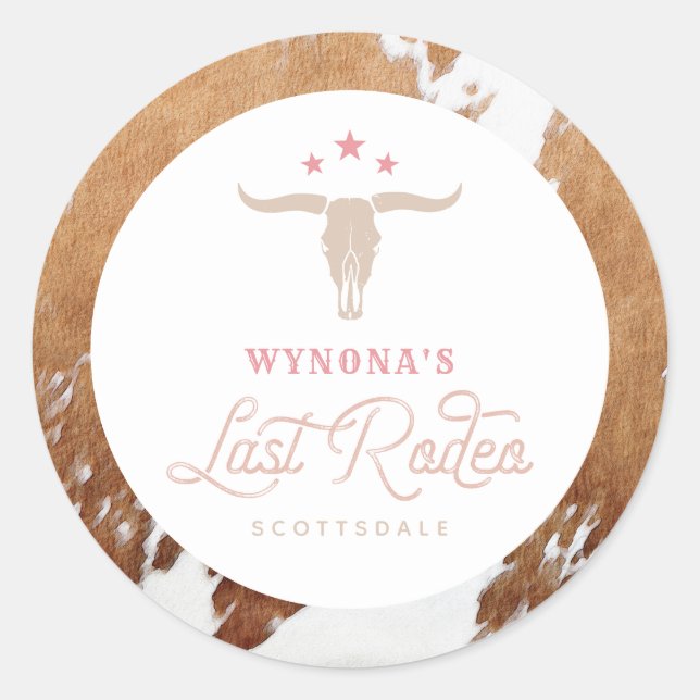 Sticker Rond WYNONA Pink Cowgirl Dernier Rodéo Bachelorette (Devant)