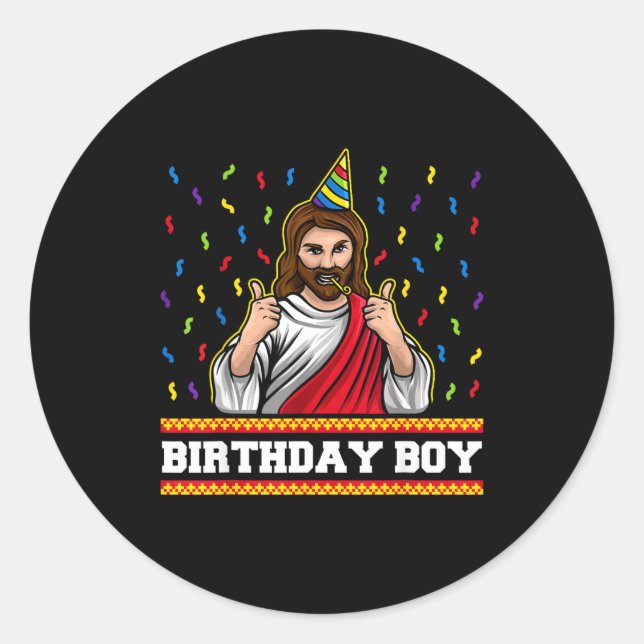 Sticker Rond X-mas Funny Jesus Bday For Kids &amp; Adults Jesus (Devant)
