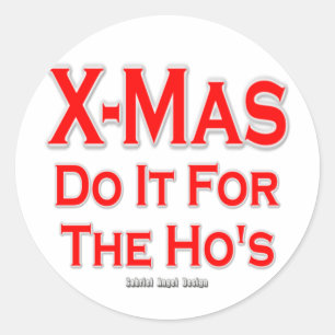 Sticker Rond X-mas le font pour les Ho's