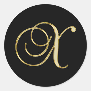 Sticker Rond X monogramme or noir