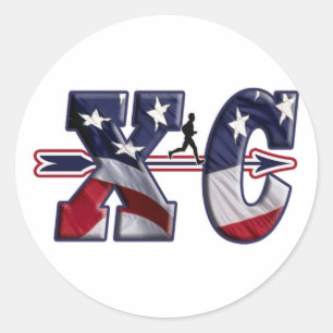 STICKER ROND XC DRAPEAU DES ETATS-UNIS DE PAYS CROISÉ ENVELOPP