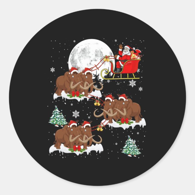 Sticker Rond Xmas Lighting Tree Père Noël équitation laine Mamm (Devant)