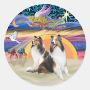 Sticker Rond XmasStar (R)-Deux Shelties