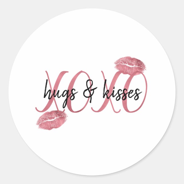 Sticker Rond XOXO Bisous Lèvres roses (Devant)
