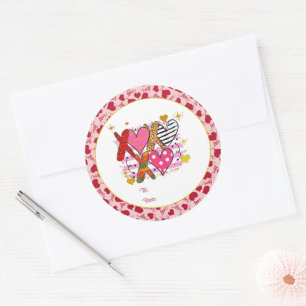 Sticker Rond XOXO Cœur Mignon & Ludique
