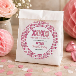 Sticker Rond XOXO Hugs & Kisses Saint Valentin 1er anniversaire