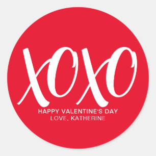 Sticker Rond XOXO rouge blanc mignon moderne coutume Saint Vale