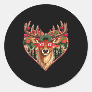 Sticker Rond Xoxo valentin buck camouflage cerf rétro chasse
