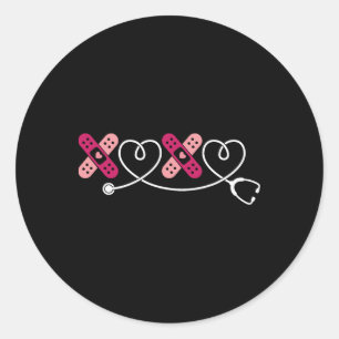 Sticker Rond Xoxo Xo Xo Infirmière Stethoscope Saint-Valentin H
