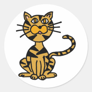 Sticker Rond XX- Carton de chat en bandes
