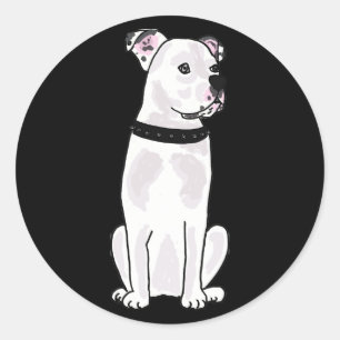 Sticker Rond XX- mignon Chien-taureau américain avec collier bo