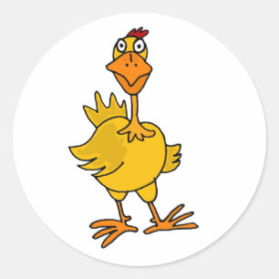 Sticker Rond XX poulet maladroit hilare