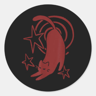 Sticker Rond Y2K 90s Mignon Tomcat Endormi S'étirant Sous
