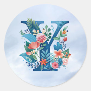 Sticker Rond Y monogramme beau design floral