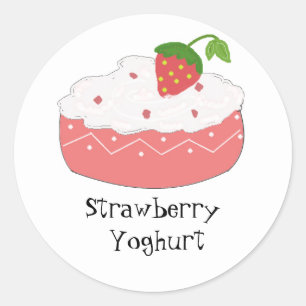 Sticker Rond Yaourt à la fraise