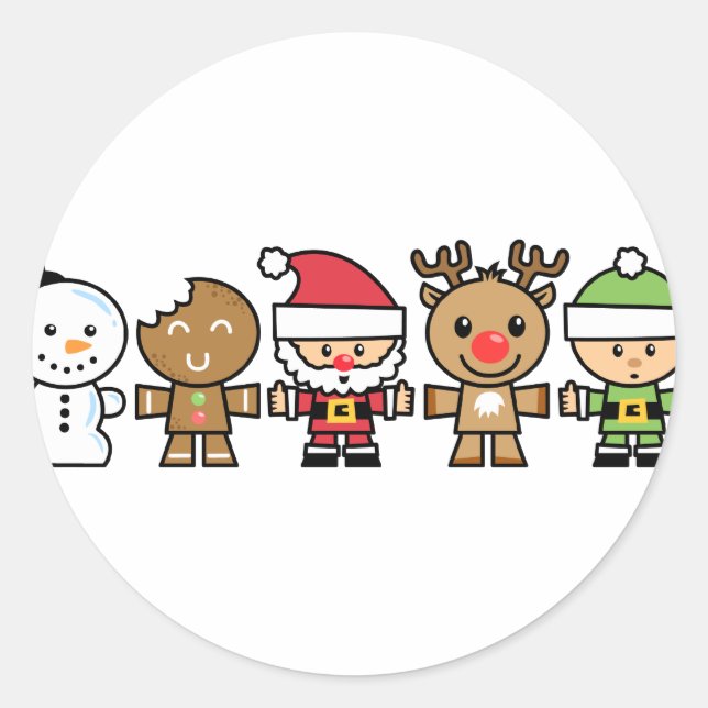 Sticker Rond Yay Pour Couleur Cinq Caractères Xmas (Devant)