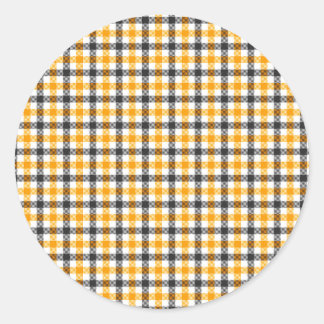 Sticker Rond Yellow Black and White Gingham Check