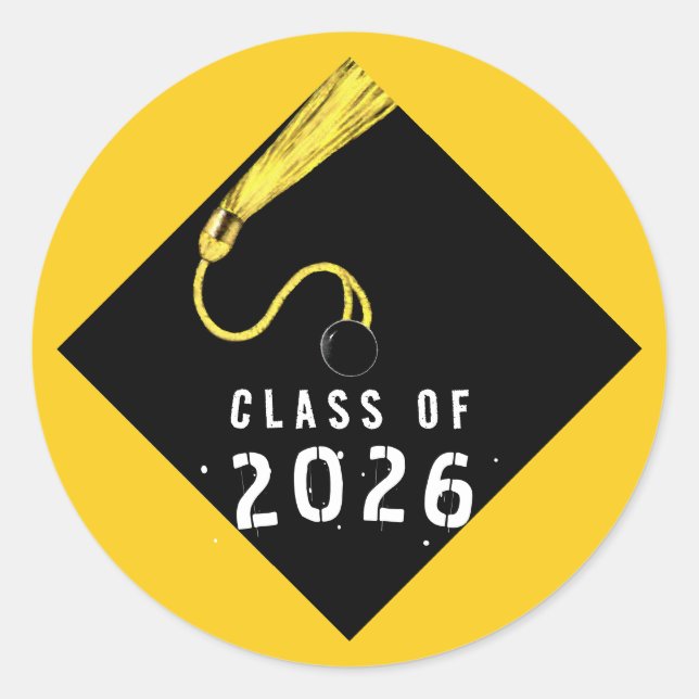 Sticker Rond Yellow Graduation 2026 (Devant)
