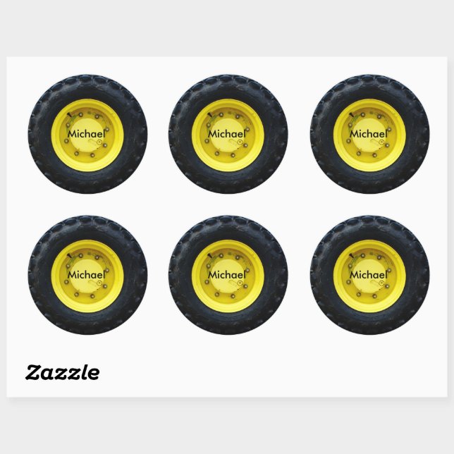 Sticker Rond yellow personalized (Feuille)