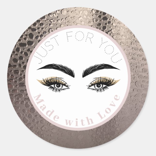 Sticker Rond Yeux de maquillage doré rose Abstrait (Devant)