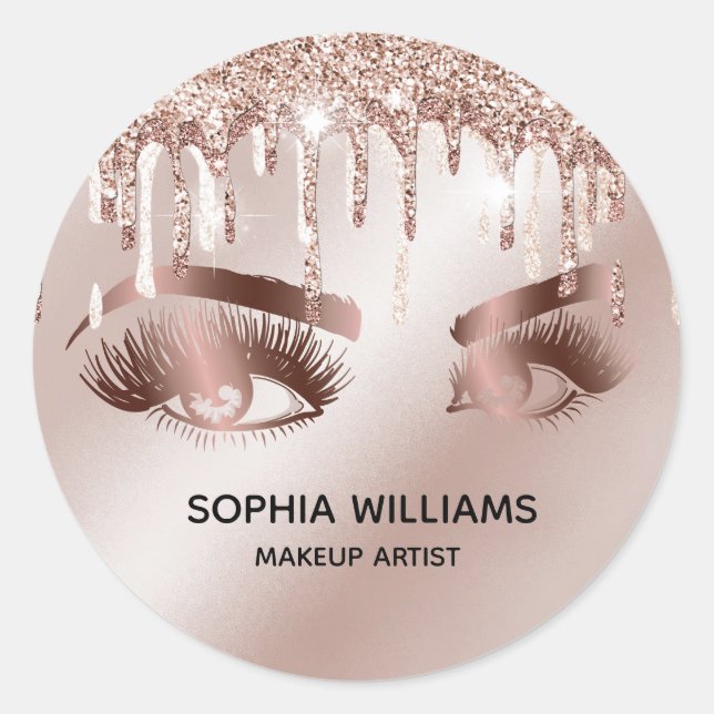 Sticker Rond yeux de maquillage rose parties scintillant goutte (Devant)
