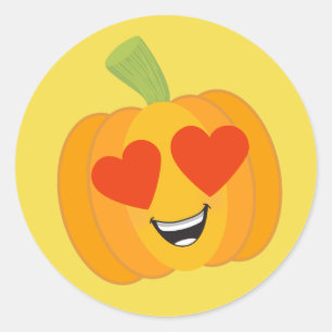 Sticker Rond Yeux du coeur citrouille