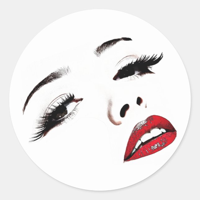 Sticker Rond Yeux foncés Lèvres rouges Les femmes face maquilla (Devant)