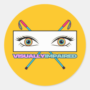 Sticker Rond yeux malvoyants arc-en-ciel - arrière - plan jaune