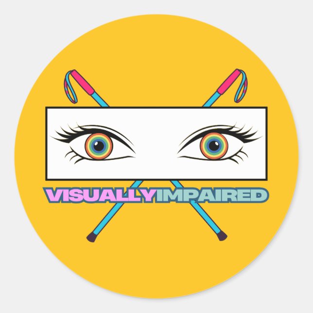 Sticker Rond yeux malvoyants arc-en-ciel - arrière - plan jaune (Devant)
