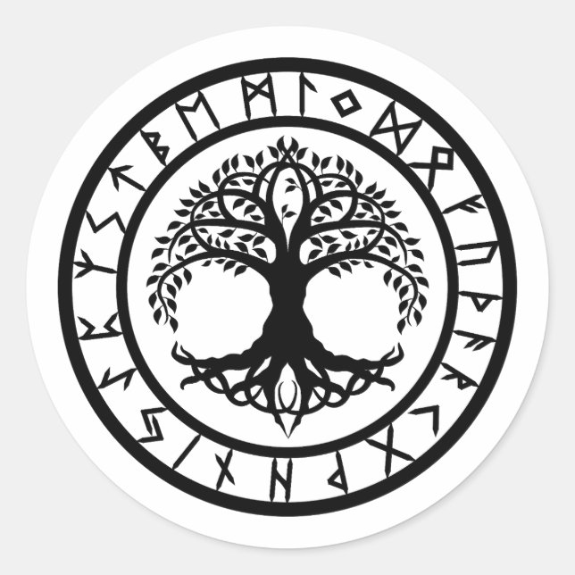 Sticker Rond Yggdrasil - Cercle de rune (Devant)