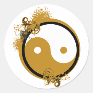 Sticker Rond Yin en bronze Yang