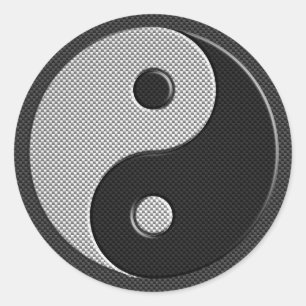 Sticker Rond Yin moderne Yang dans le style d'impression de