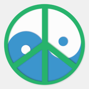 Sticker Rond Yin-Yang avec signe de paix