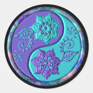 Sticker Rond Yin Yang Bleu et Violet