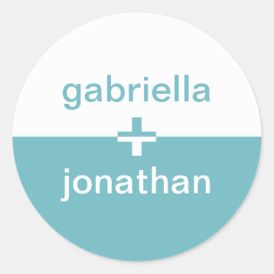 Sticker Rond Yin yang bleu turquoise plus nom personnalisé préf