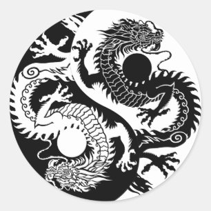 STICKER ROND YIN YANG DEUX DRAGONS