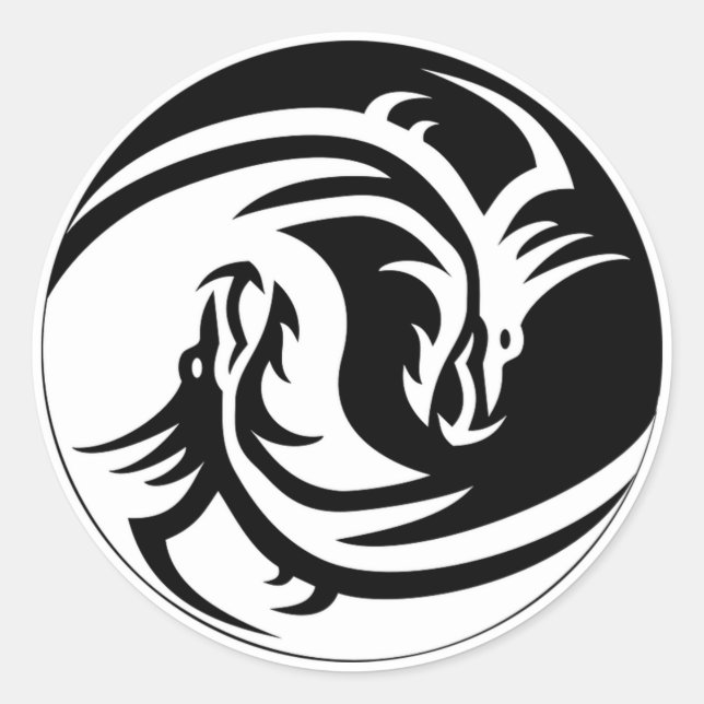 Sticker Rond Yin Yang Dragon (Devant)