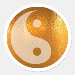 STICKER ROND YIN YANG GOLD