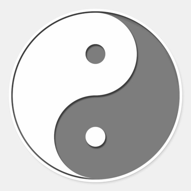 Sticker Rond Yin Yang - gris 1 (Devant)