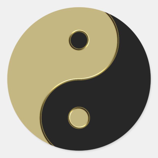 Sticker Rond yin yang noir et or (Devant)