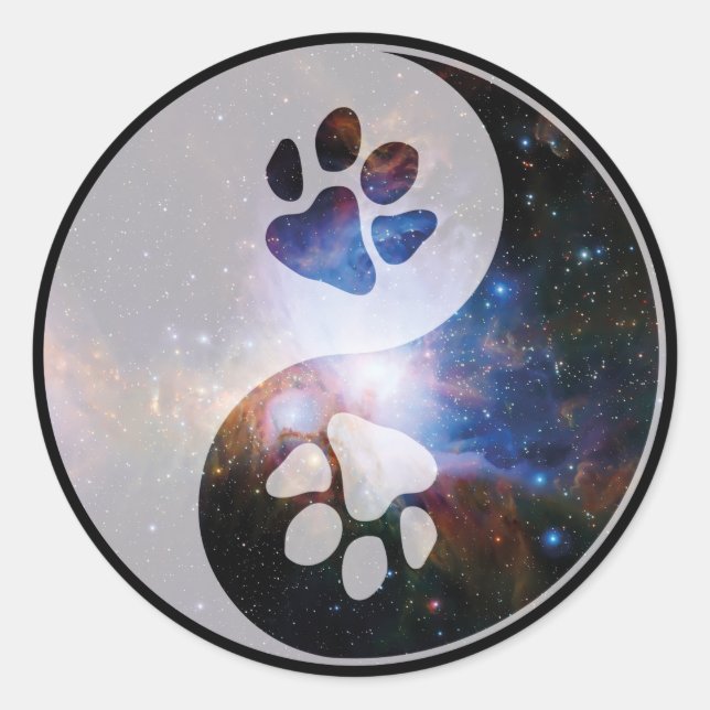 Sticker Rond Yin Yang Paw Cosmic (Devant)
