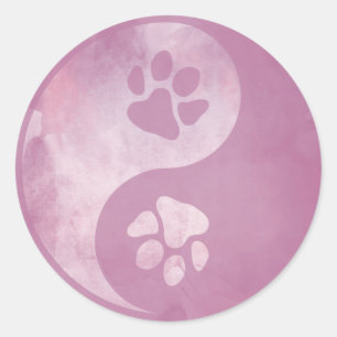 Sticker Rond Yin Yang rose paw