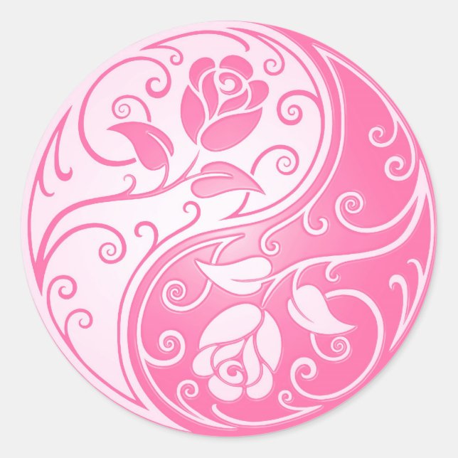 Sticker Rond Yin Yang Roses (Devant)