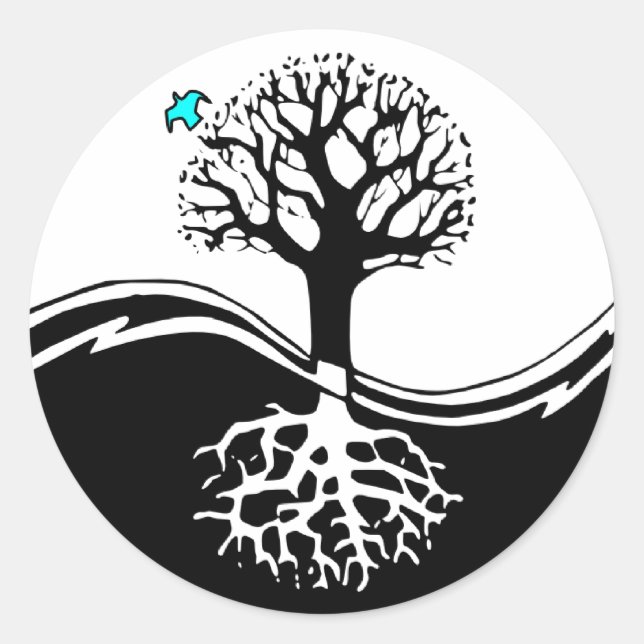 Sticker Rond Yin Yang Tree (Devant)