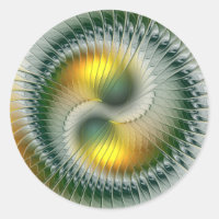 Yin Yang Vert Jaune Abstrait Fractal Coloré