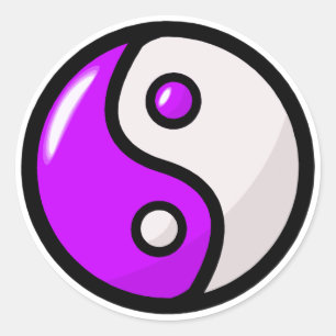 Sticker Rond Yin Yang violet brillant en équilibre