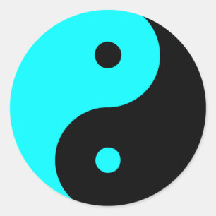 Sticker Rond Yin Yang Ying signe taoïsme chinois Taijitu bleu